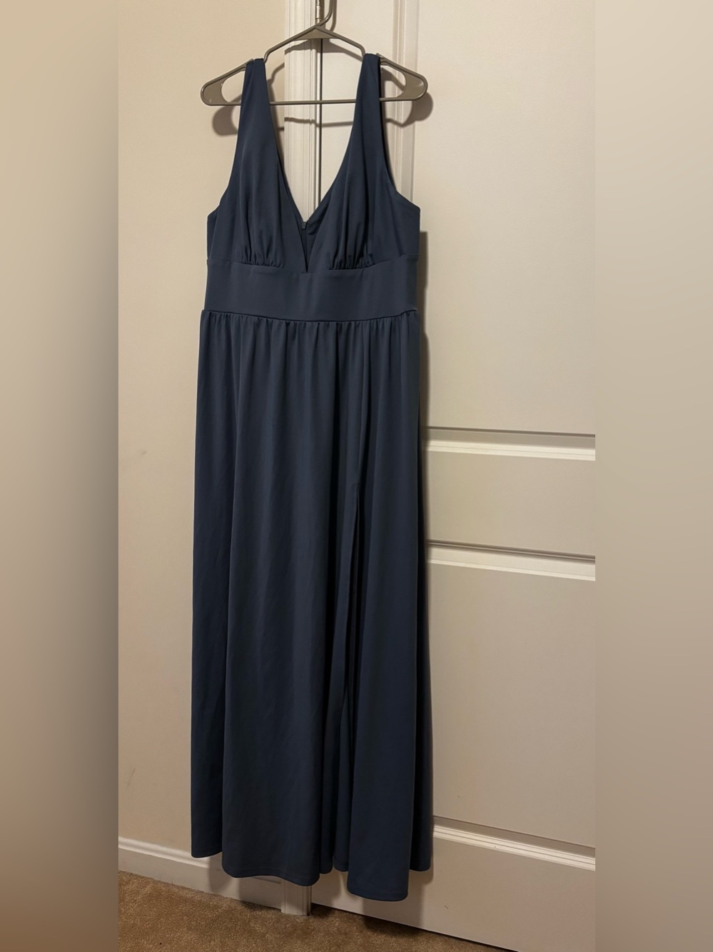 Sleeveless Deep V Maxi Dress in Slate Blue